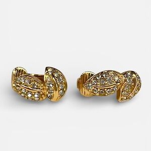 Dior Vintage 18K Gold Plated Crystal Clip-On Earrings Authentic, Dior Earrings